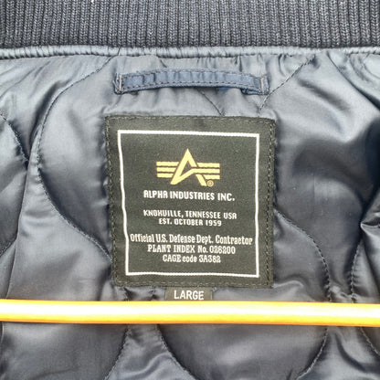 【中古品】【メンズ】 ALPHA INDUSTRIES HOODED RIB JACKET アルファインダストリーズ リブジャケット ミリタリー ブルゾン ブランド 古着 145-260725-gm-10-fuzh サイズ：L カラー：ネイビー 万代Net店