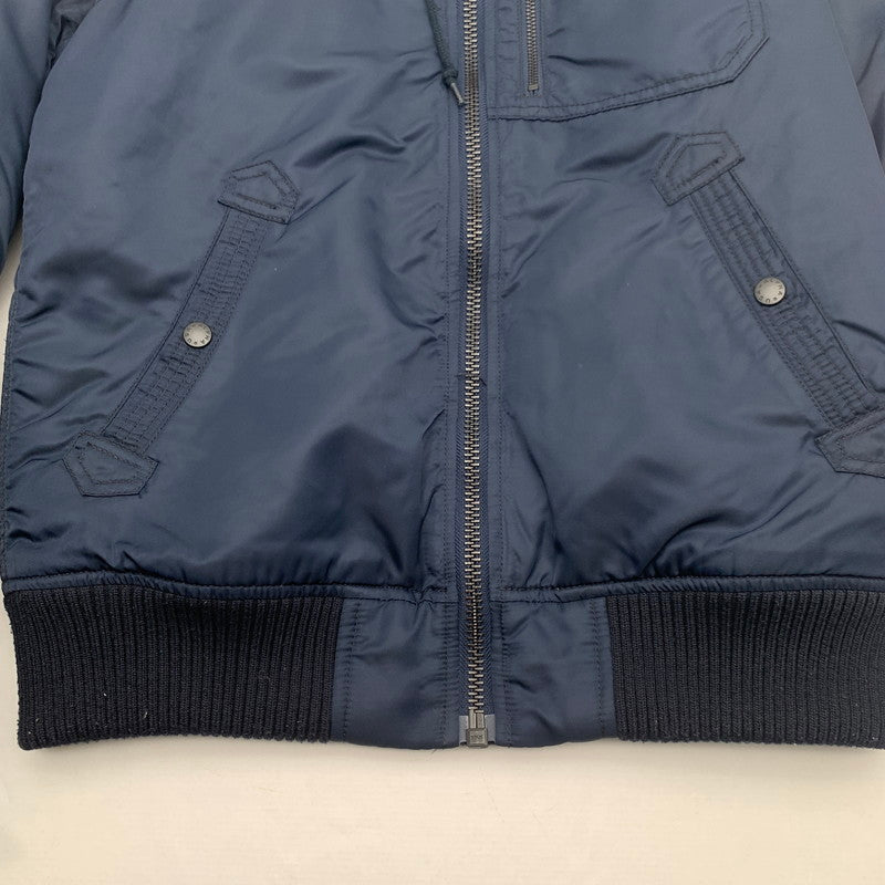 【中古品】【メンズ】 ALPHA INDUSTRIES HOODED RIB JACKET アルファインダストリーズ リブジャケット ミリタリー ブルゾン ブランド 古着 145-260725-gm-10-fuzh サイズ：L カラー：ネイビー 万代Net店