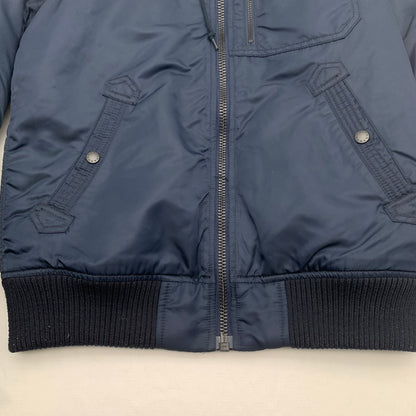 【中古品】【メンズ】 ALPHA INDUSTRIES HOODED RIB JACKET アルファインダストリーズ リブジャケット ミリタリー ブルゾン ブランド 古着 145-260725-gm-10-fuzh サイズ：L カラー：ネイビー 万代Net店