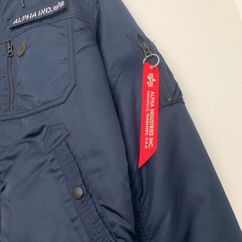 【中古品】【メンズ】 ALPHA INDUSTRIES HOODED RIB JACKET アルファインダストリーズ リブジャケット ミリタリー ブルゾン ブランド 古着 145-260725-gm-10-fuzh サイズ：L カラー：ネイビー 万代Net店