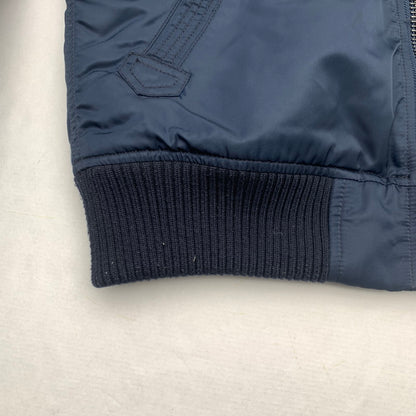 【中古品】【メンズ】 ALPHA INDUSTRIES HOODED RIB JACKET アルファインダストリーズ リブジャケット ミリタリー ブルゾン ブランド 古着 145-260725-gm-10-fuzh サイズ：L カラー：ネイビー 万代Net店