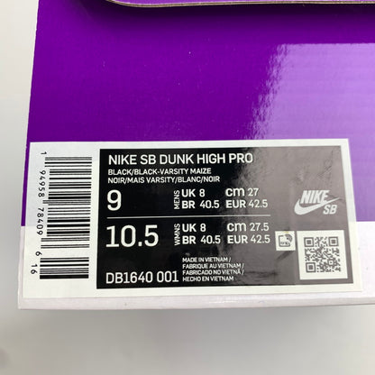 【中古品】【メンズ】 NIKE ナイキ DB1640-001 SB DUNK HIGH PRO ダンク ハイ プロ "BLACK BLACK-VARSITY MAIZE" カラー黄.黒 SIZE:27.0cm 箱付属 スニーカー 靴 160-260712-ky-10-fuzh 万代Net店
