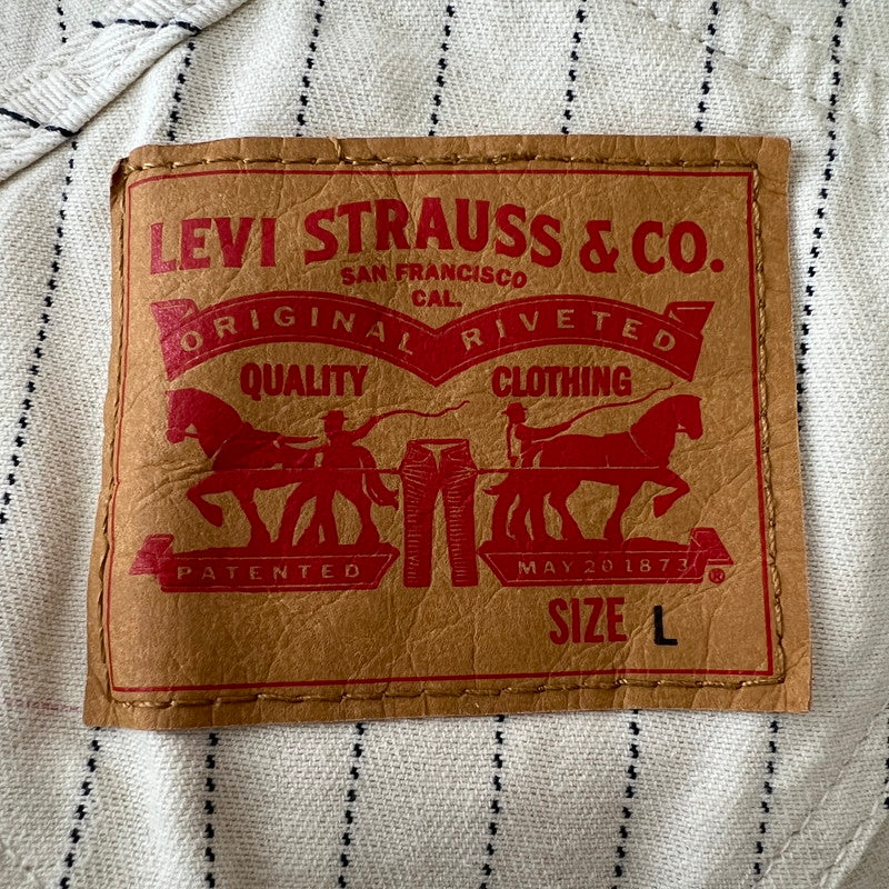 【中古品】【メンズ】 LEVI'S リーバイス オーバーオール WHITE.ヒッコリー/SIZE:L 156-260901-ny-11-fuzh サイズ：L カラー：ホワイト 万代Net店