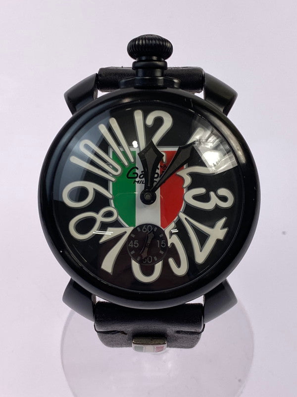 【中古品】【メンズ】 GAGA MILANO ガガ・ミラノ MANUALE 48MM 5012.LE.IT.LEAGUE.02 限定299本 マヌアーレ 48mm 手巻き 腕時計 197-251231-kk-21-min カラー：ブラック 万代Net店