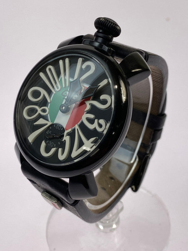【中古品】【メンズ】 GAGA MILANO ガガ・ミラノ MANUALE 48MM 5012.LE.IT.LEAGUE.02 限定299本 マヌアーレ 48mm 手巻き 腕時計 197-251231-kk-21-min カラー：ブラック 万代Net店
