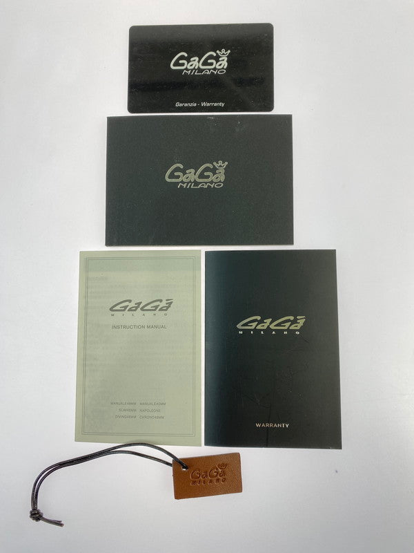 【中古品】【メンズ】 GAGA MILANO ガガ・ミラノ MANUALE 48MM 5012.LE.IT.LEAGUE.02 限定299本 マヌアーレ 48mm 手巻き 腕時計 197-251231-kk-21-min カラー：ブラック 万代Net店