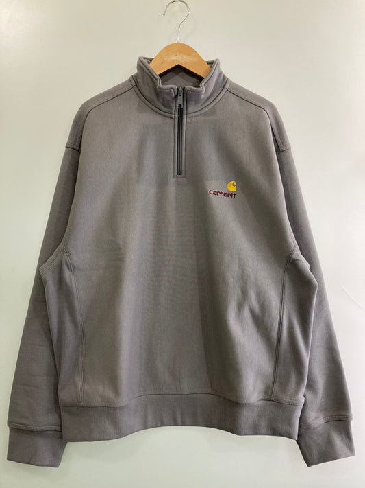 【現状渡し品】【メンズ】 CARHARTT WIP カーハートダブリューアイピー I027014 HALF ZIP AMERICAN SCRIPT SWEATSHIRT ハーフジップ スウェットシャツ 142-260104-zi-12-min サイズ：L カラー：グレー 万代Net店