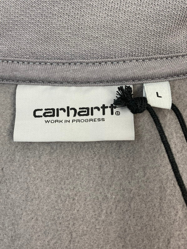 【現状渡し品】【メンズ】 CARHARTT WIP カーハートダブリューアイピー I027014 HALF ZIP AMERICAN SCRIPT SWEATSHIRT ハーフジップ スウェットシャツ 142-260104-zi-12-min サイズ：L カラー：グレー 万代Net店