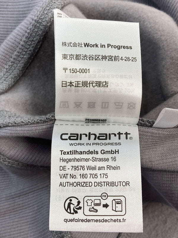 【現状渡し品】【メンズ】 CARHARTT WIP カーハートダブリューアイピー I027014 HALF ZIP AMERICAN SCRIPT SWEATSHIRT ハーフジップ スウェットシャツ 142-260104-zi-12-min サイズ：L カラー：グレー 万代Net店