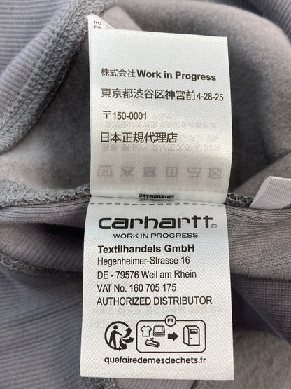 【現状渡し品】【メンズ】 CARHARTT WIP カーハートダブリューアイピー I027014 HALF ZIP AMERICAN SCRIPT SWEATSHIRT ハーフジップ スウェットシャツ 142-260104-zi-12-min サイズ：L カラー：グレー 万代Net店