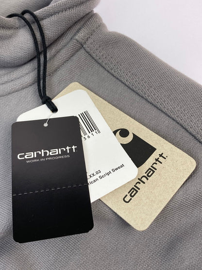 【現状渡し品】【メンズ】 CARHARTT WIP カーハートダブリューアイピー I027014 HALF ZIP AMERICAN SCRIPT SWEATSHIRT ハーフジップ スウェットシャツ 142-260104-zi-12-min サイズ：L カラー：グレー 万代Net店