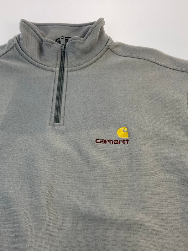 【現状渡し品】【メンズ】 CARHARTT WIP カーハートダブリューアイピー I027014 HALF ZIP AMERICAN SCRIPT SWEATSHIRT ハーフジップ スウェットシャツ 142-260104-zi-12-min サイズ：L カラー：グレー 万代Net店