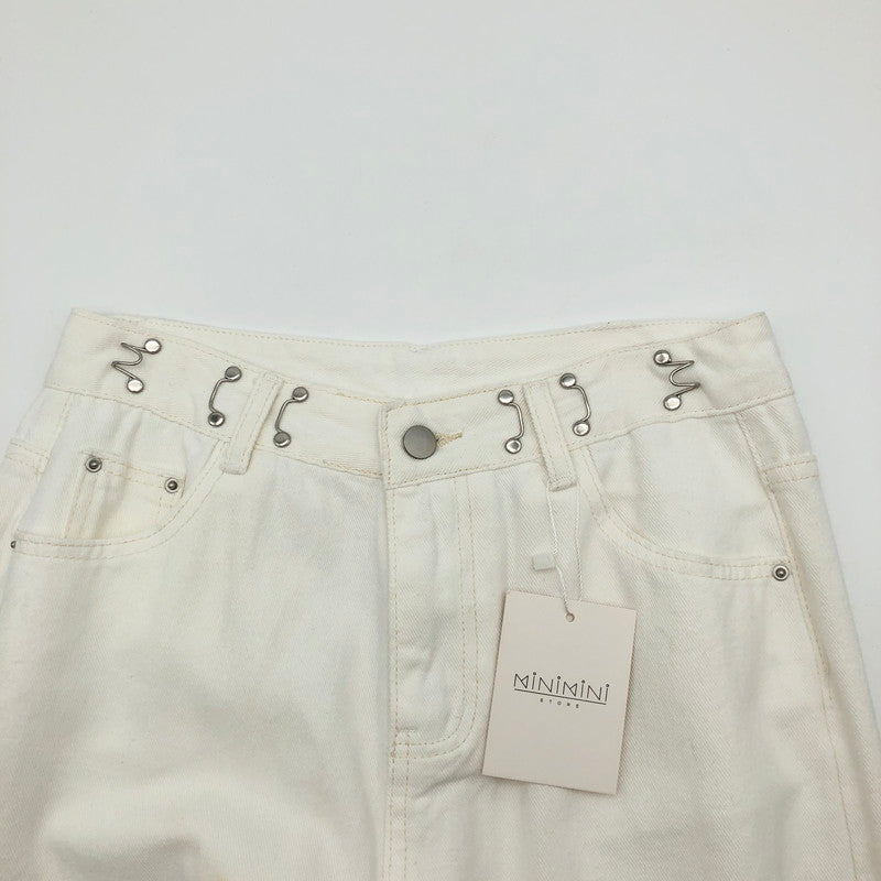 【中古品】【レディース】 minimini-store ミニミニストア ハイウェストデニムワイドパンツ 176-260821-sm-03-otoh カラー：ホワイト 万代Net店