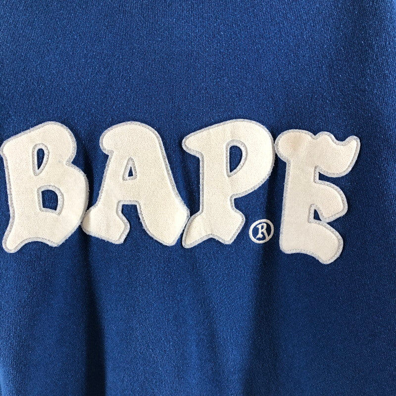 【中古品】【メンズ】 A BATHING APE ロゴ ベイプ ア ベイシング エイプ スウェットパーカー ブルー 142-260605-sm-01-otoh サイズ：2XL カラー：ブルー 万代Net店