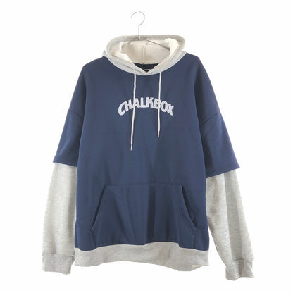 【中古品】【レディース】 CHALKBOX レイヤード風 配色プルオーバーパーカー 170-260707-sm-03-otoh カラー：ネイビー 万代Net店