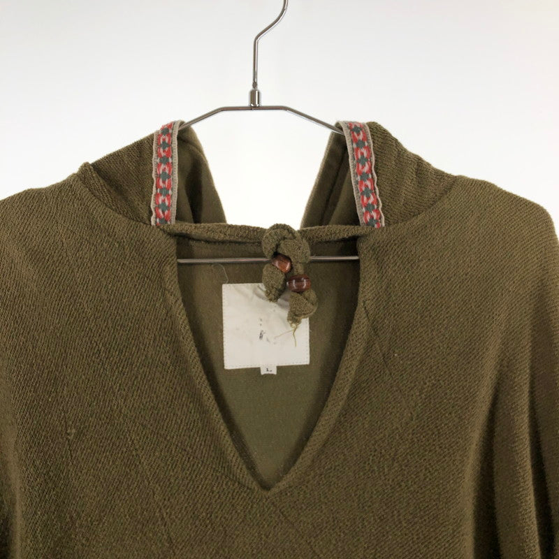 【中古品】【メンズ】 DISCOVERED ディスカバード フリンジ付き メキシカンパーカー風 フーディー 147-260819-sｍ-02-otoh カラー：カーキ 万代Net店