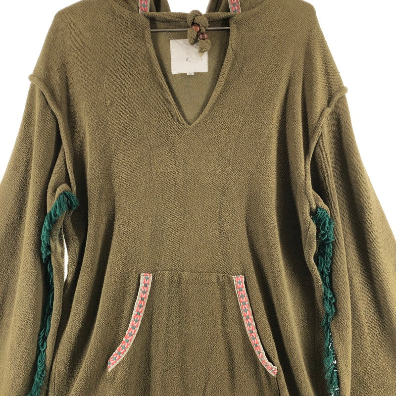 【中古品】【メンズ】 DISCOVERED ディスカバード フリンジ付き メキシカンパーカー風 フーディー 147-260819-sｍ-02-otoh カラー：カーキ 万代Net店