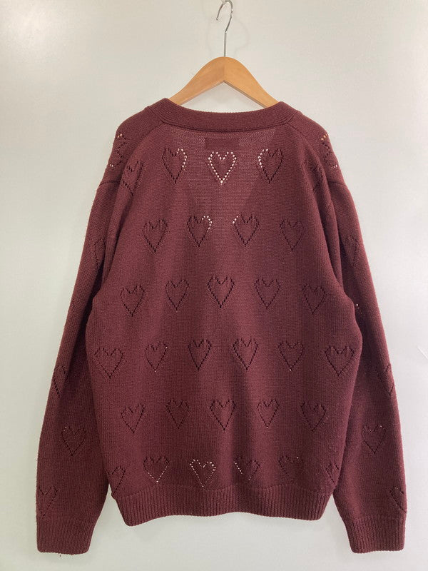 【中古品】【メンズ】 ERNEST W BAKER アーネストダブルベーカー HEART CARDIGAN ハートカーディガン 141-260104-zi-07-min サイズ：L カラー：ワインレッド 万代Net店