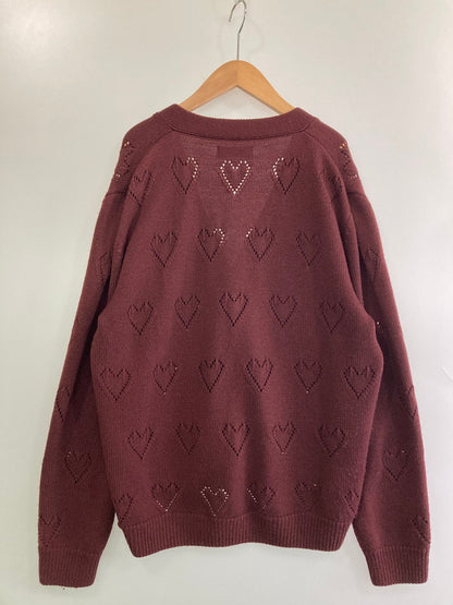 【中古品】【メンズ】 ERNEST W BAKER アーネストダブルベーカー HEART CARDIGAN ハートカーディガン 141-260104-zi-07-min サイズ：L カラー：ワインレッド 万代Net店