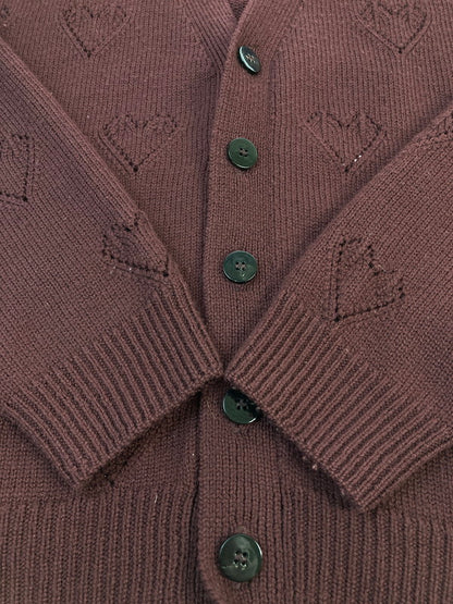 【中古品】【メンズ】 ERNEST W BAKER アーネストダブルベーカー HEART CARDIGAN ハートカーディガン 141-260104-zi-07-min サイズ：L カラー：ワインレッド 万代Net店