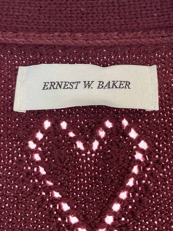 【中古品】【メンズ】 ERNEST W BAKER アーネストダブルベーカー HEART CARDIGAN ハートカーディガン 141-260104-zi-07-min サイズ：L カラー：ワインレッド 万代Net店