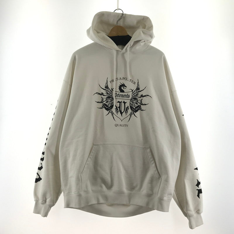 【中古品】【メンズ】 VETEMENTS ヴェトモン Black Label Logo Hoodie ブラック レーベル ロゴ フーディー カラーWhite サイズS 141-260716-ky-02-fuz 万代Net店