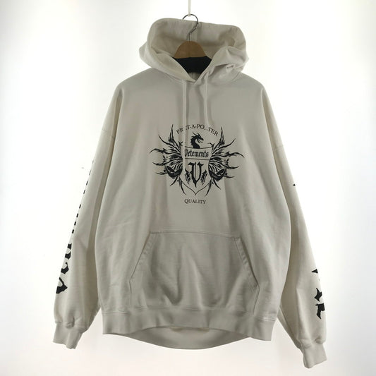 【中古品】【メンズ】 VETEMENTS ヴェトモン Black Label Logo Hoodie ブラック レーベル ロゴ フーディー カラーWhite サイズS 141-260716-ky-02-fuz 万代Net店