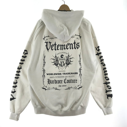 【中古品】【メンズ】 VETEMENTS ヴェトモン Black Label Logo Hoodie ブラック レーベル ロゴ フーディー カラーWhite サイズS 141-260716-ky-02-fuz 万代Net店
