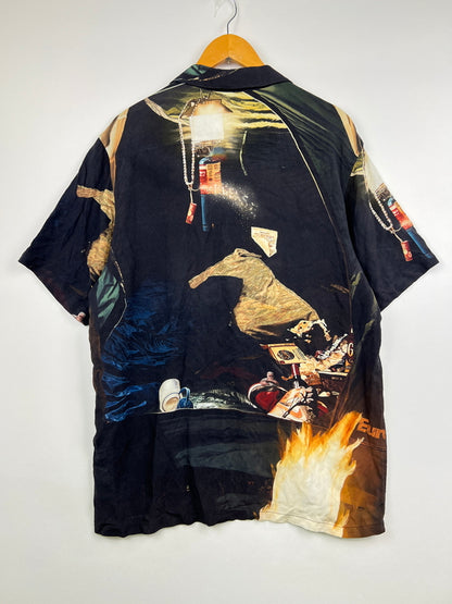【中古品】【メンズ】 Supreme シュプリーム 21SS FIRECRACKER RAYON S/S SHIRT ファイヤークラッカー レーヨン ショートスリーブシャツ 半袖 トップス 149-260830-kk-19-hon サイズ：L カラー：ブラック 万代Net店