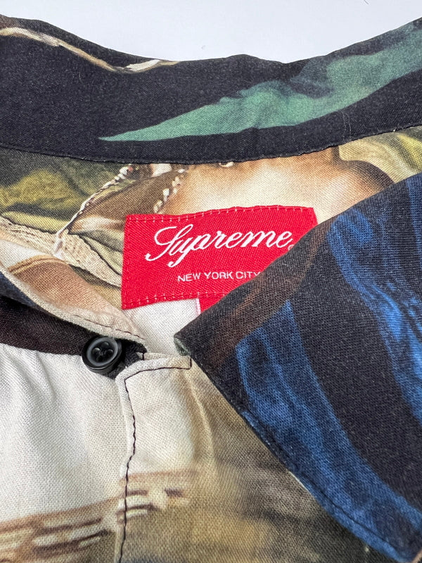 【中古品】【メンズ】 Supreme シュプリーム 21SS FIRECRACKER RAYON S/S SHIRT ファイヤークラッカー レーヨン ショートスリーブシャツ 半袖 トップス 149-260830-kk-19-hon サイズ：L カラー：ブラック 万代Net店