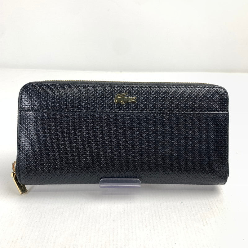 【中古品】【メンズ/レディース】 LACOSTE ラコステ 長財布 ラウンドファスナー エンボス ロング ジップ ウォレット (SSA) 201-241008-nm-15-fuz カラー：ブラック 万代Net店