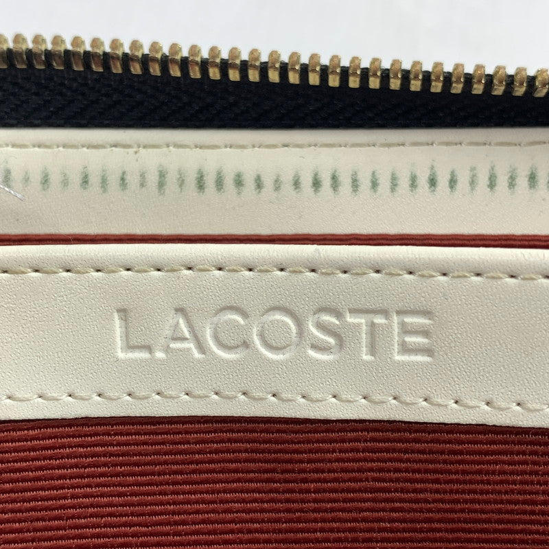 【中古品】【メンズ/レディース】 LACOSTE ラコステ 長財布 ラウンドファスナー エンボス ロング ジップ ウォレット (SSA) 201-241008-nm-15-fuz カラー：ブラック 万代Net店