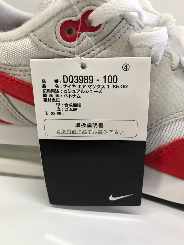 【中古品】【メンズ】 NIKE ナイキ DQ3989-100 AIRMAX1 86 OG エアマックス 靴 シューズ スニーカー 164-260924-AS-42-hon サイズ：26.5cm US8.5 カラー：WHITE/UNIVERSITY RED 万代Net店
