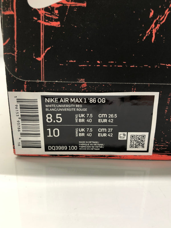 【中古品】【メンズ】 NIKE ナイキ DQ3989-100 AIRMAX1 86 OG エアマックス 靴 シューズ スニーカー 164-260924-AS-42-hon サイズ：26.5cm US8.5 カラー：WHITE/UNIVERSITY RED 万代Net店