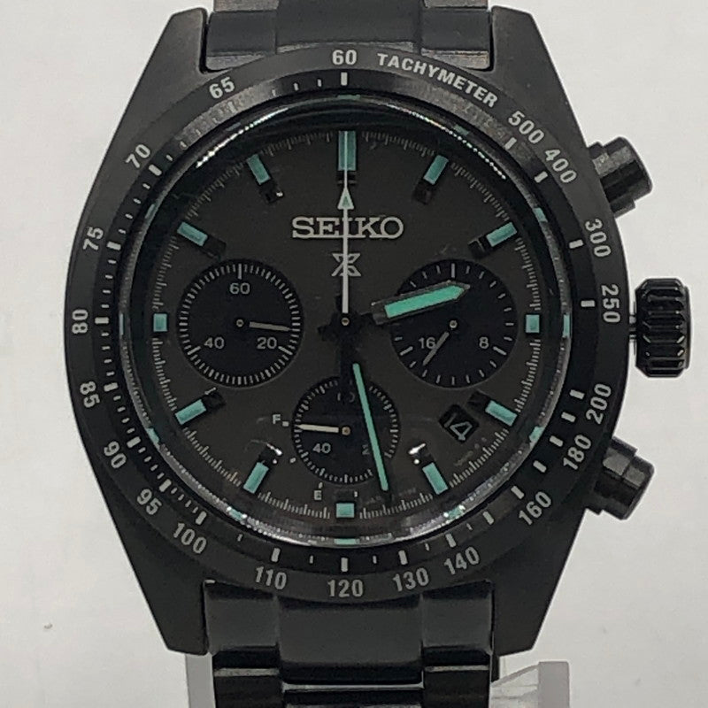 【中古美品】【メンズ】 SEIKO セイコー PROSPEX SPEEDTIMER THE BLACK SERIES SBDL103 プロスペックス スピードタイマー ブラックシリーズ ソーラー 腕時計 197-251030-yy-06-tei カラー：ブラック 万代Net店
