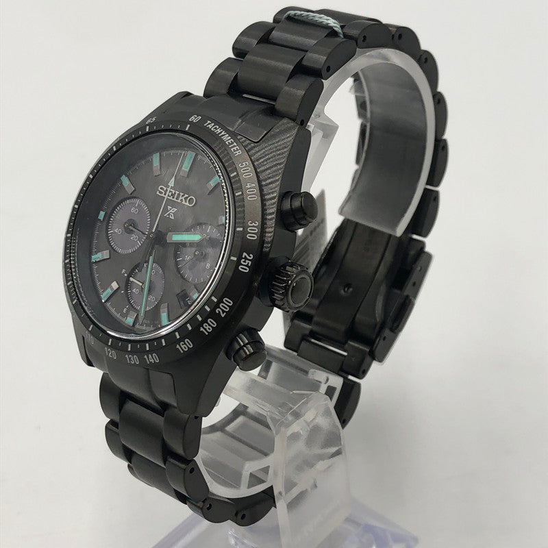 【中古美品】【メンズ】 SEIKO セイコー PROSPEX SPEEDTIMER THE BLACK SERIES SBDL103 プロスペックス スピードタイマー ブラックシリーズ ソーラー 腕時計 197-251030-yy-06-tei カラー：ブラック 万代Net店