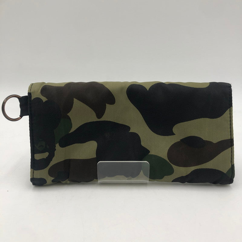 【中古品】【メンズ】 A BATHING APE アベイシングエイプ × PORTER ポーター 別注 コラボ 1ST CAMO LONG WALLET ファーストカモ ロングウォレット 長財布 200-251220-yy-06-tei カラー：グリーン 万代Net店
