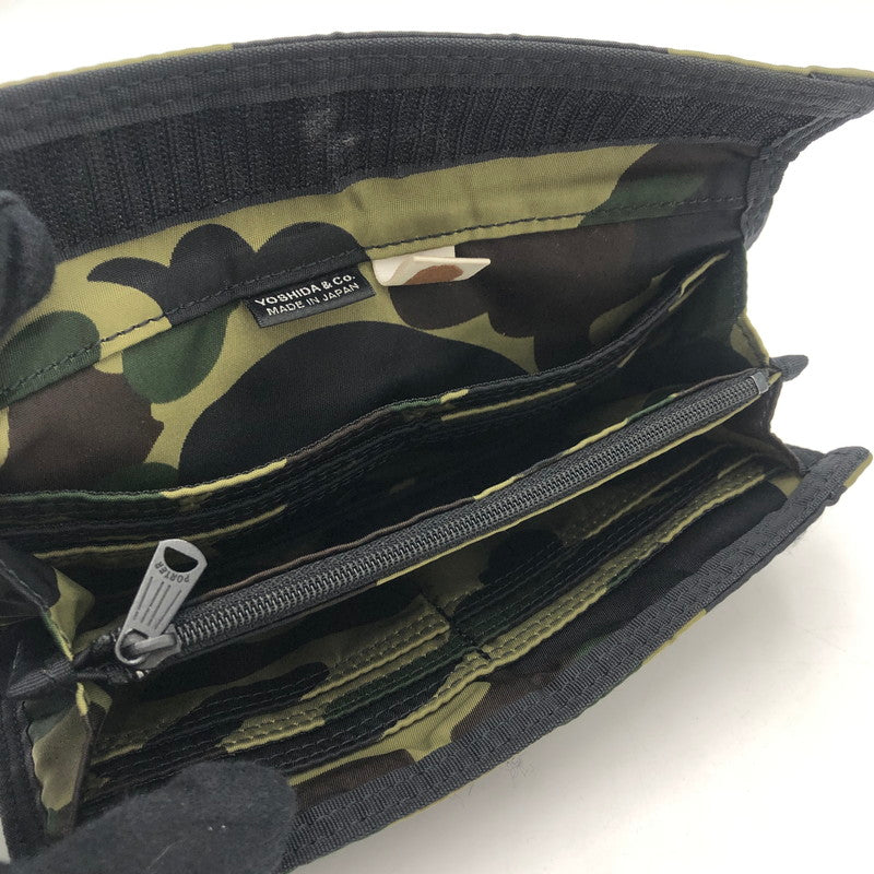 【中古品】【メンズ】 A BATHING APE アベイシングエイプ × PORTER ポーター 別注 コラボ 1ST CAMO LONG WALLET ファーストカモ ロングウォレット 長財布 200-251220-yy-06-tei カラー：グリーン 万代Net店