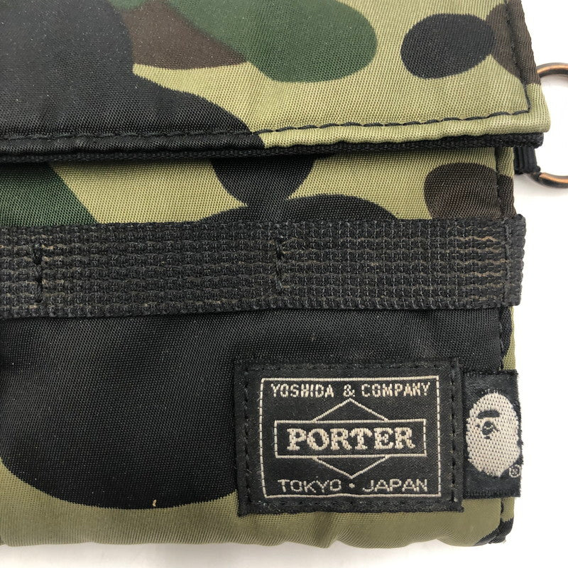 【中古品】【メンズ】 A BATHING APE アベイシングエイプ × PORTER ポーター 別注 コラボ 1ST CAMO LONG WALLET ファーストカモ ロングウォレット 長財布 200-251220-yy-06-tei カラー：グリーン 万代Net店