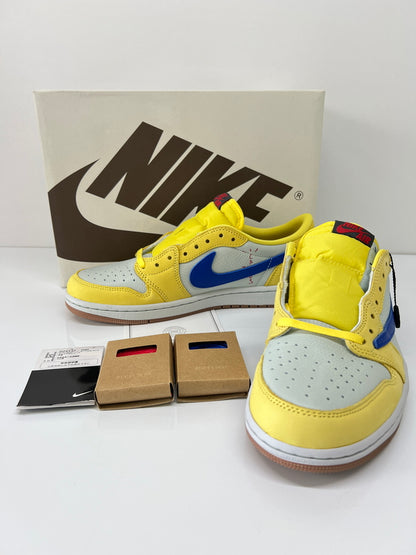 【中古美品】【メンズ】 NIKE ナイキ × TRAVIS SCOTT トラビス・スコット 別注 コラボ WMNS AIR JORDAN 1 LOW OG SP DZ4137-700 エア ジョーダン 1 ロー スニーカー 靴 160-260801-kk-05-hon カラー：CANARY/RACER BLUE-LIGHT SILVER 万代Net店