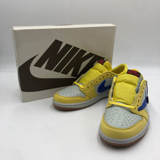 【中古品】【メンズ】 NIKE ナイキ × Travis Scott トラビス・スコット 別注 コラボ WMNS AIR JORDAN 1 RETRO LOW OG CANARY DZ4137-700 ウィメンズ エアジョーダン 1 レトロ ロー カナリー スニーカー 靴 160-250716-KS-27-tei カラー：CANARY/RACER BLUE-LIGHT SILVER 万代Net店