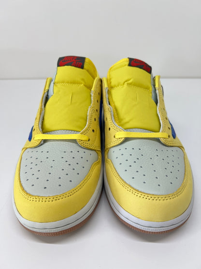 【中古美品】【メンズ】 NIKE ナイキ × TRAVIS SCOTT トラビス・スコット 別注 コラボ WMNS AIR JORDAN 1 LOW OG SP DZ4137-700 エア ジョーダン 1 ロー スニーカー 靴 160-260801-kk-05-hon カラー：CANARY/RACER BLUE-LIGHT SILVER 万代Net店