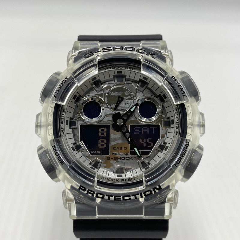 【中古品】【メンズ】 CASIO カシオ ANALOG-DIGITAL MODEL GA-110 CAMOUFLAGE SKELETON SERIES G-SHOCK GA-100SKC-1A アナログデジタル モデル カモフラージュ・スケルトン シリーズ ジーショック 腕時計 196-260808-yo-11-tei カラー：クリア/ブラック 万代Net店