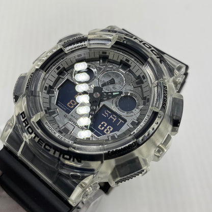 【中古品】【メンズ】 CASIO カシオ ANALOG-DIGITAL MODEL GA-110 CAMOUFLAGE SKELETON SERIES G-SHOCK GA-100SKC-1A アナログデジタル モデル カモフラージュ・スケルトン シリーズ ジーショック 腕時計 196-260808-yo-11-tei カラー：クリア/ブラック 万代Net店