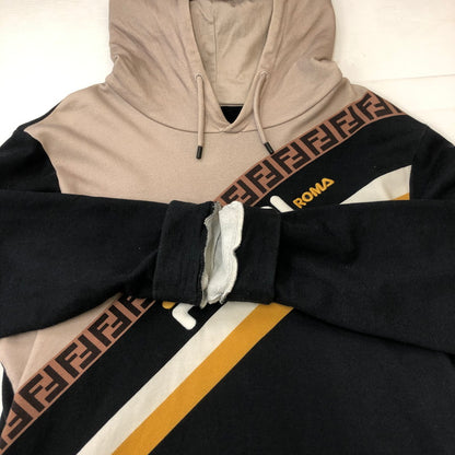 【中古品】【メンズ】 × FILA フィラ 別注 コラボ 19SS FENDI MANIA LOGO PULLOVER HOODIOE FY0945 A65J フェンディ マニア ロゴ プルオーバーフーディー トップス パーカー 147-250430-kk-26-fuzh サイズ：XXL カラー：ネイビー 万代Net店