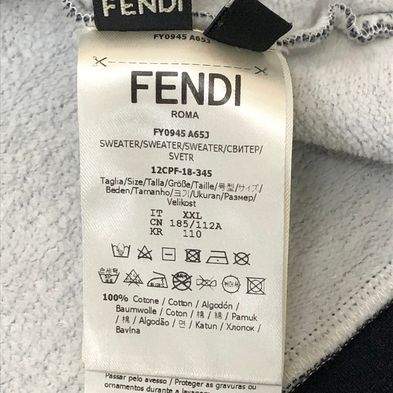 【中古品】【メンズ】 × FILA フィラ 別注 コラボ 19SS FENDI MANIA LOGO PULLOVER HOODIOE FY0945 A65J フェンディ マニア ロゴ プルオーバーフーディー トップス パーカー 147-250430-kk-26-fuzh サイズ：XXL カラー：ネイビー 万代Net店