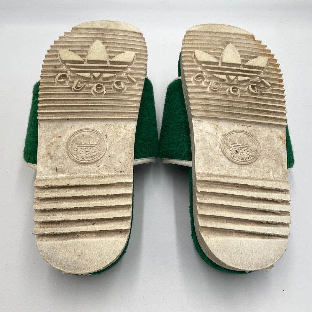 【中古品】【メンズ】 GUCCI グッチ  x adidas アディダス　プラットフォームサンダル　コットン　 165-250112-NK-09-yok カラー：グリーン系 万代Net店