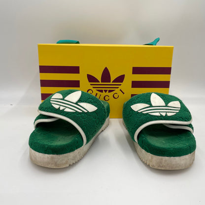 【中古品】【メンズ】 GUCCI グッチ  x adidas アディダス　プラットフォームサンダル　コットン　 165-250112-NK-09-yok カラー：グリーン系 万代Net店