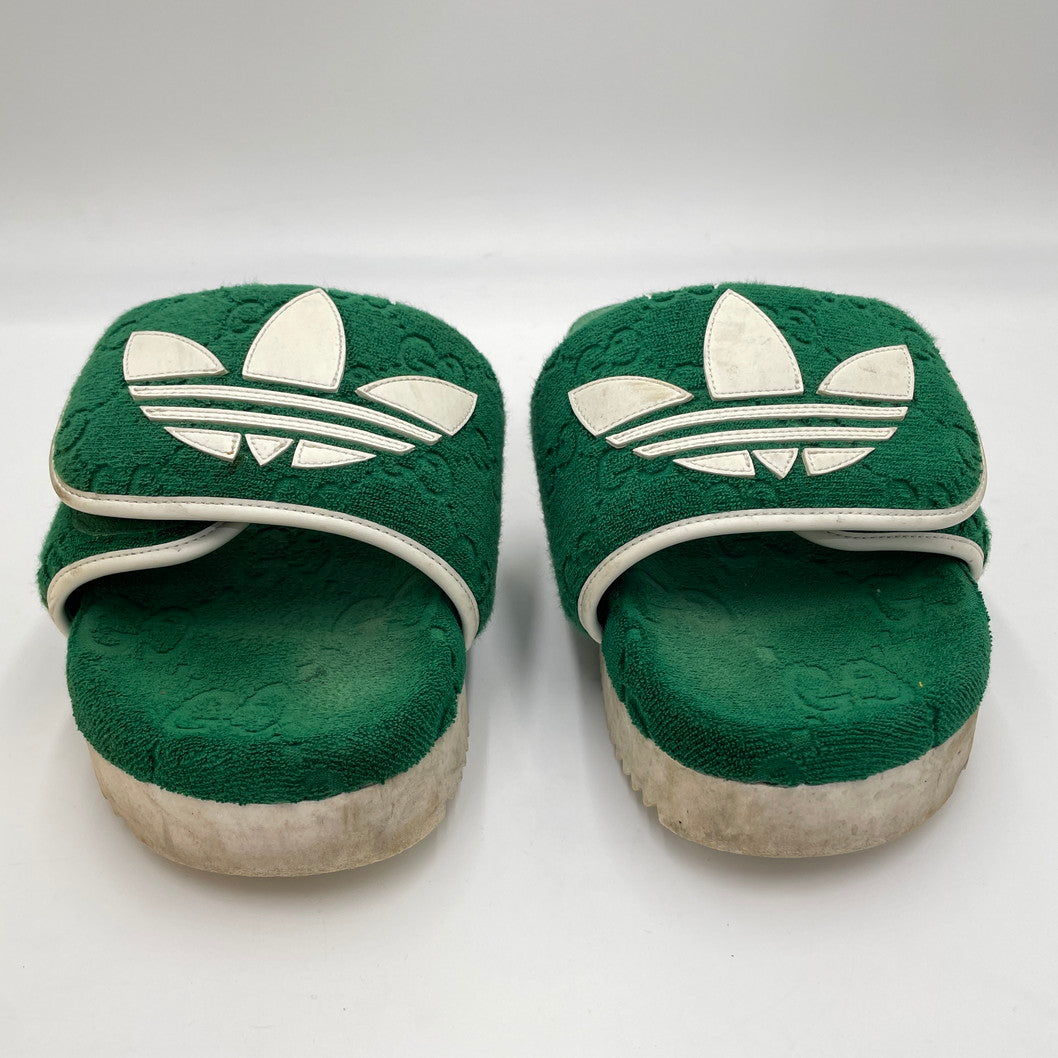 【中古品】【メンズ】 GUCCI グッチ  x adidas アディダス　プラットフォームサンダル　コットン　 165-250112-NK-09-yok カラー：グリーン系 万代Net店