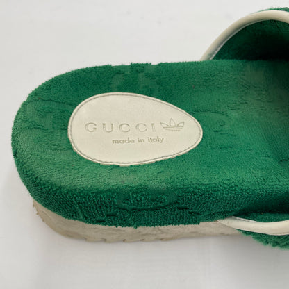 【中古品】【メンズ】 GUCCI グッチ  x adidas アディダス　プラットフォームサンダル　コットン　 165-250112-NK-09-yok カラー：グリーン系 万代Net店